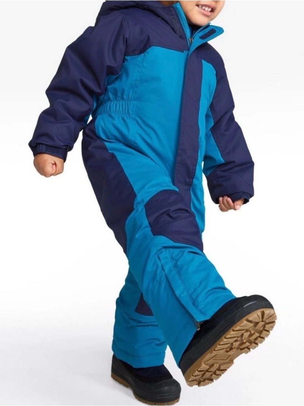 L.L. Bean 12 18 months Cold Buster Grown Cuffs Snowsuit One Piece Hooded blue